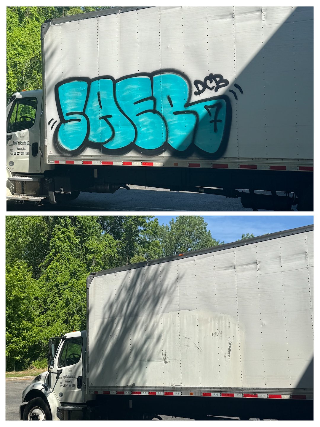 Commerical Box Truck Graffiti Removal in Bowie, Md